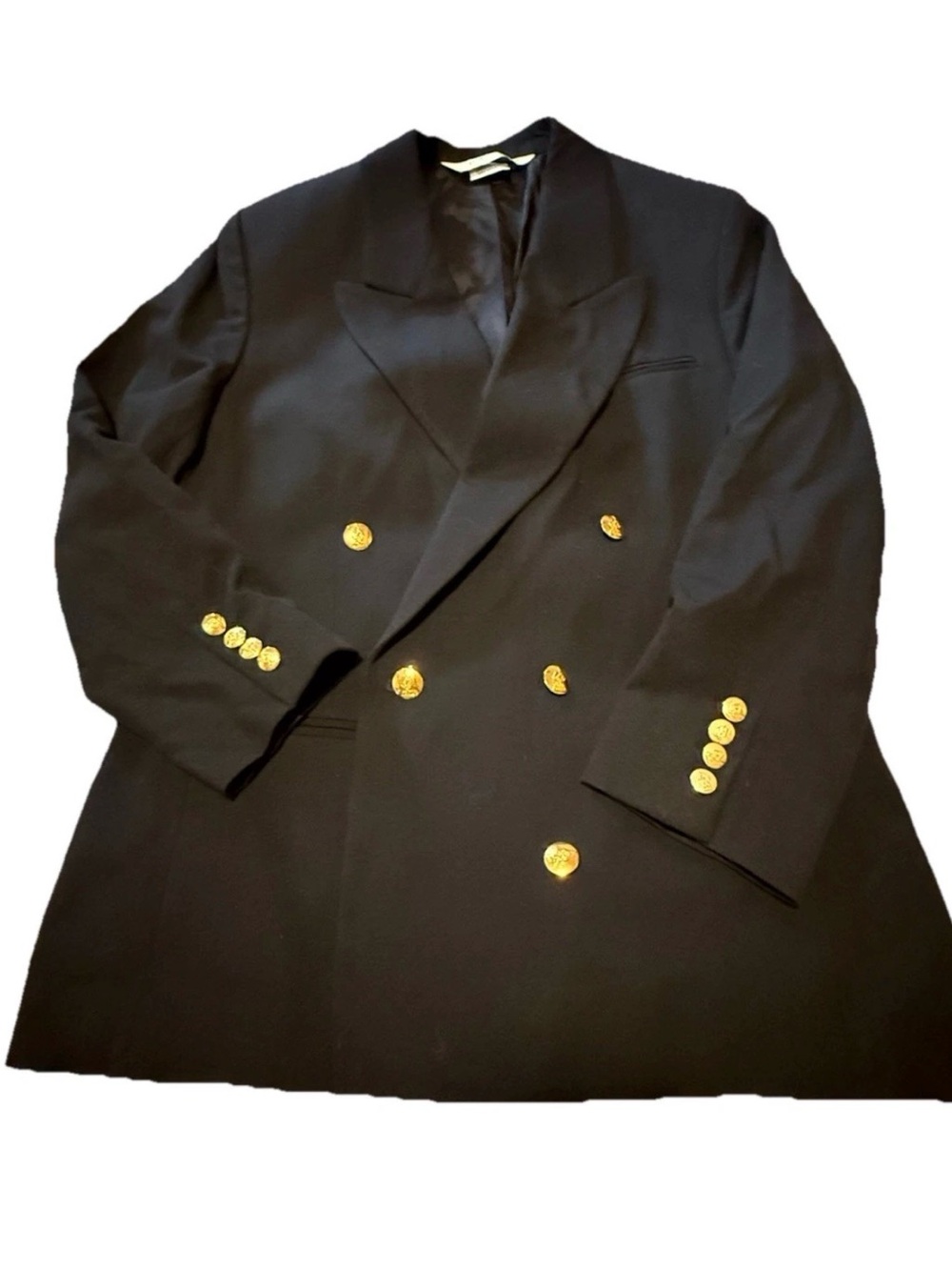 Austin Reed Black Double-Breasted Blazer with Gold Buttons